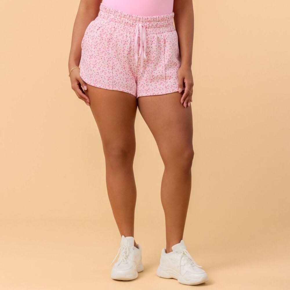 Blogilates Women's Mommy & Me Marshmallow Dolphin Shorts - Pink Floral Print 3X